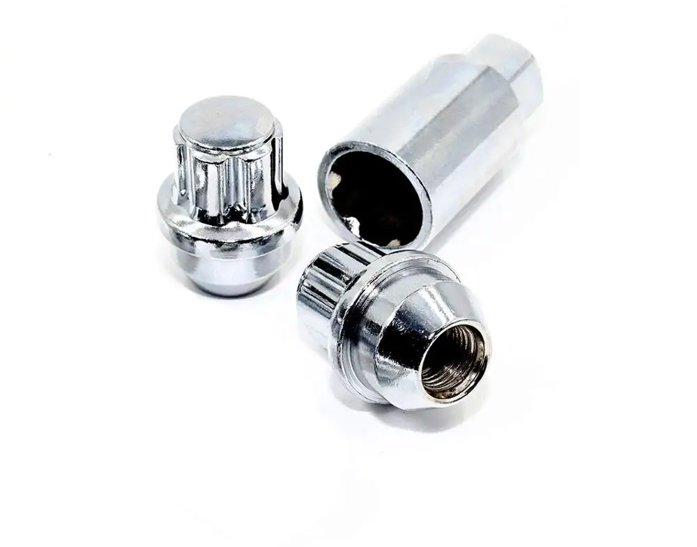 12x1.5 Aftermarket Acorn Chrome Wheel Locks nuts with  Unique Key Set of 4