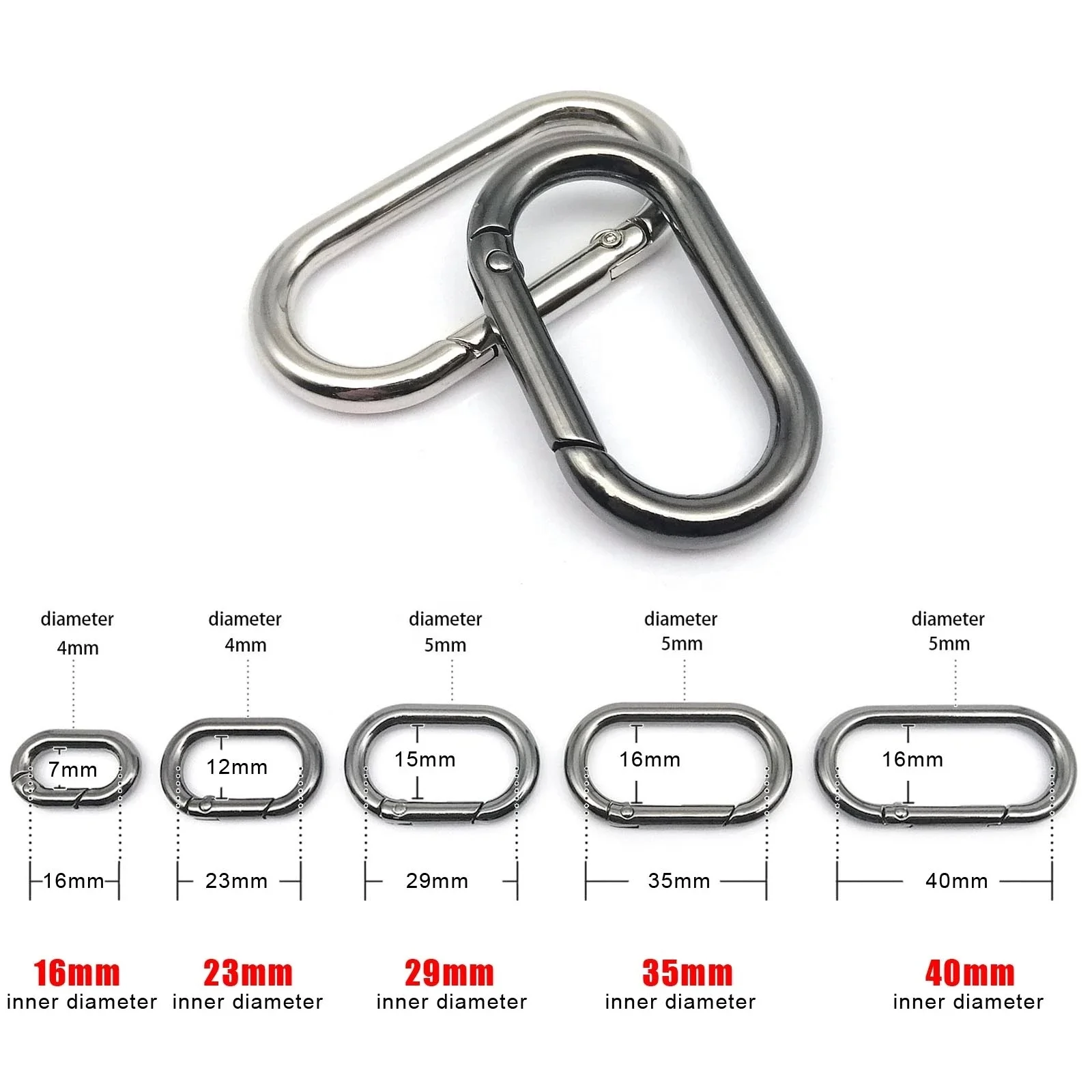 Oval Spring O Ring Openable Leather Bag Handbag Strap Buckle Connect Keyring Pendant Key Dog Chain Snap Clasp Clip Carabiner