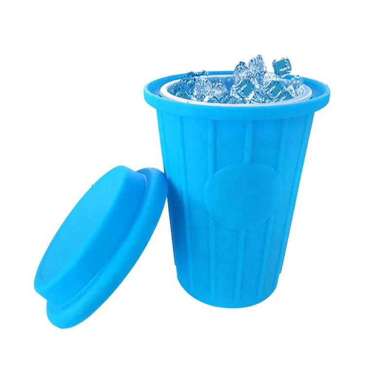 Custom Customized Double Wall Buckets with Lid Luxury Club Silicone Plastic Ice Cube Bucket