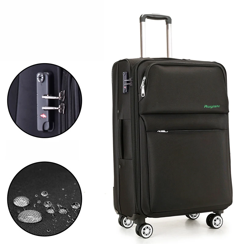 Maletas de viaje set carry on travelling bags oxford fabric waterproof vintage luggage trolley set suitcase with tsa lock