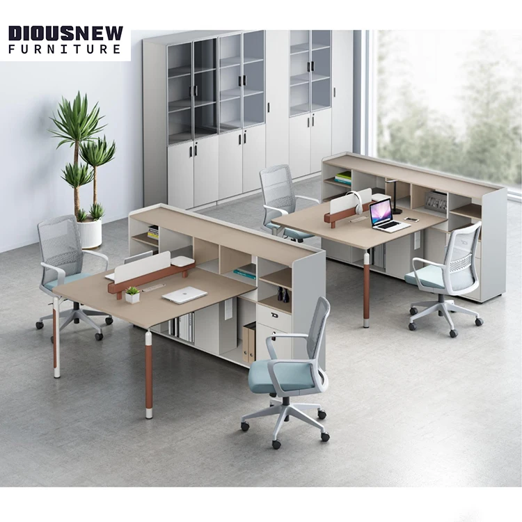Офисная мебель для представительского открытого пространства на 2 человека, одноместный стол и стул, комбинированный стол для серванта, компьютерный стол L-формы