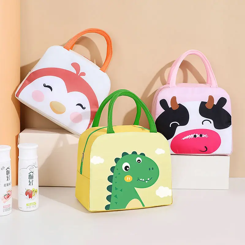 Student work cartoon bento bag thickened aluminum foil portable insulated lunch cooler box for transporting food