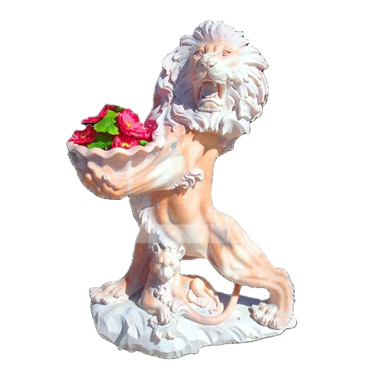 Custom stone garden decor products life size marble lion statue