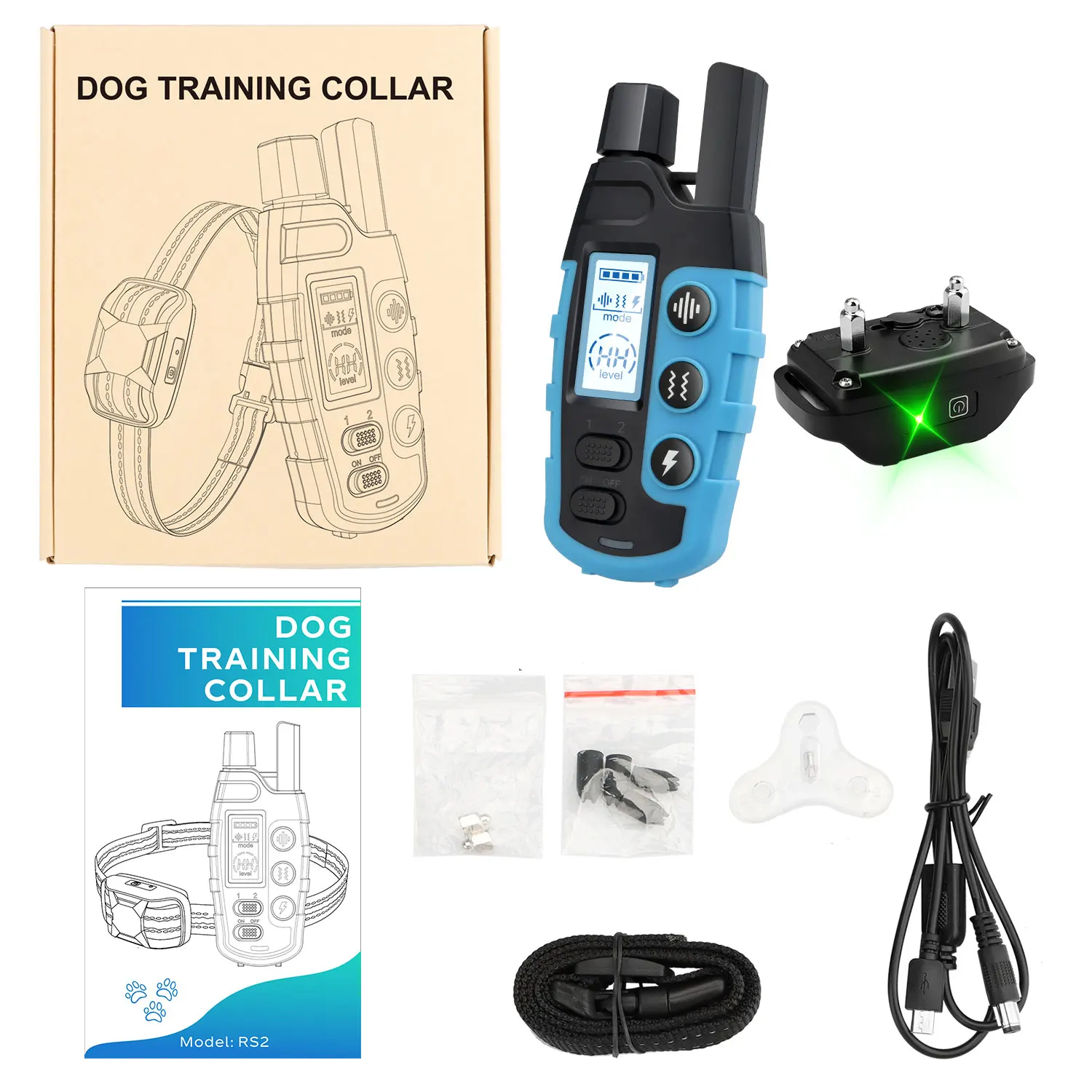 2024 AMZ Hot Factory Wholesale Rechargeable Waterproof E-Collar with 3608Ft Remote for All Breeds, Pet Training Supplies