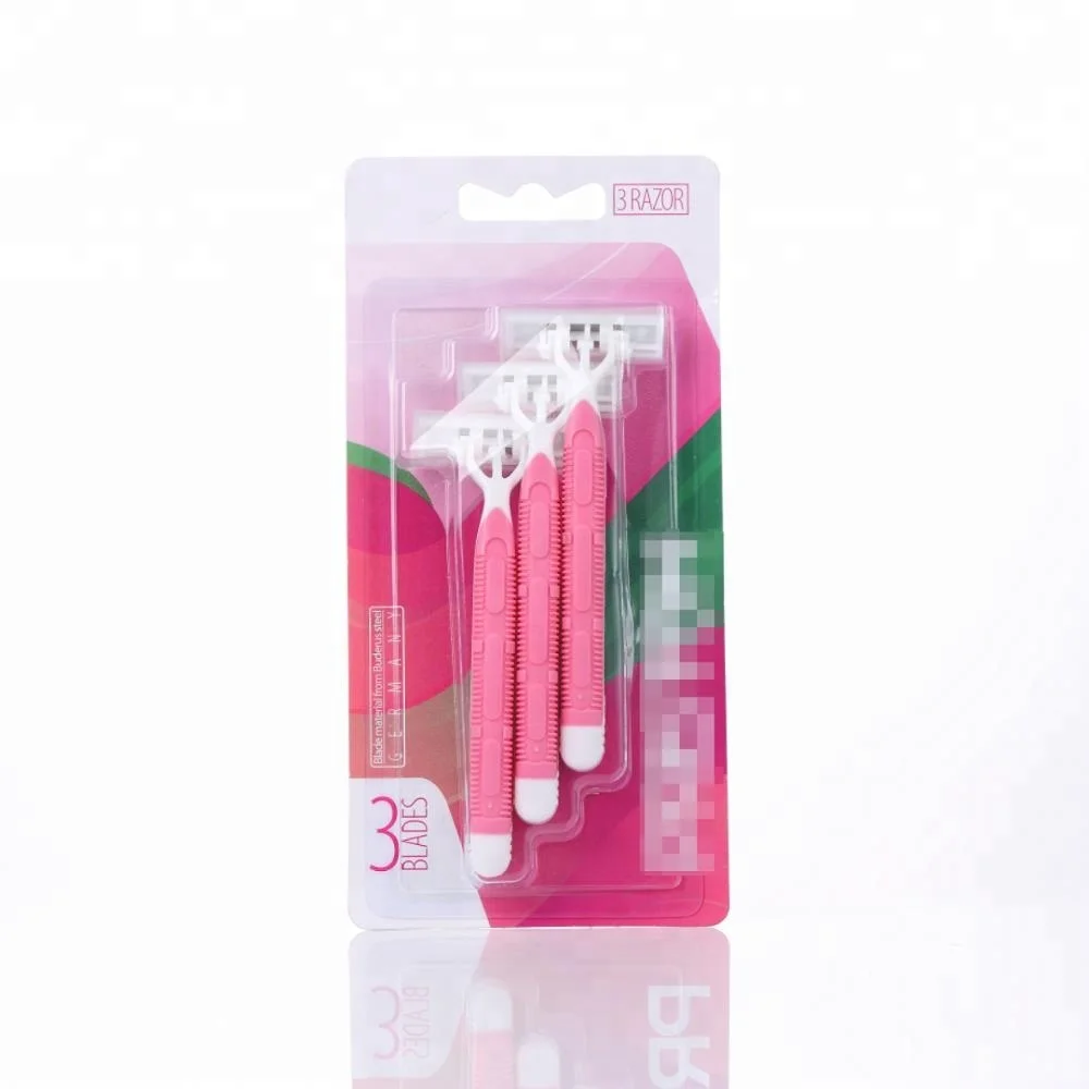 Disposable razor shaving two piece blister  triple blade shaving razor