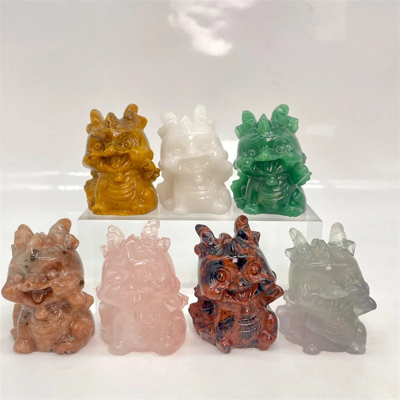 Wholesale Crystal Crafts Engraving Products High Quality Mixed Quartz Crystal Dragon Carving For Gifts