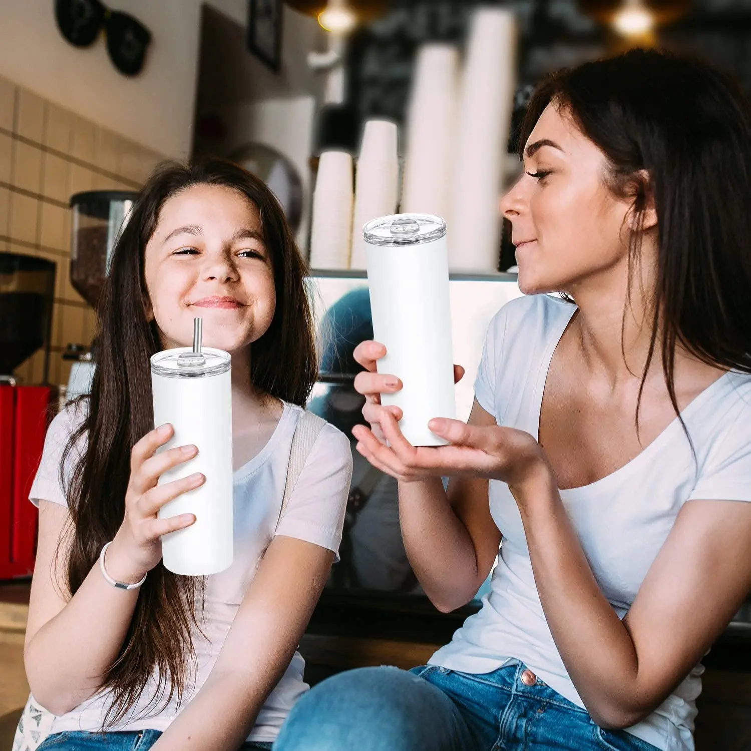 Skinny Stainless Steel flat bottom Double Insulated glass with lid Outdoor durable travel thin bottle Keep hot and cold