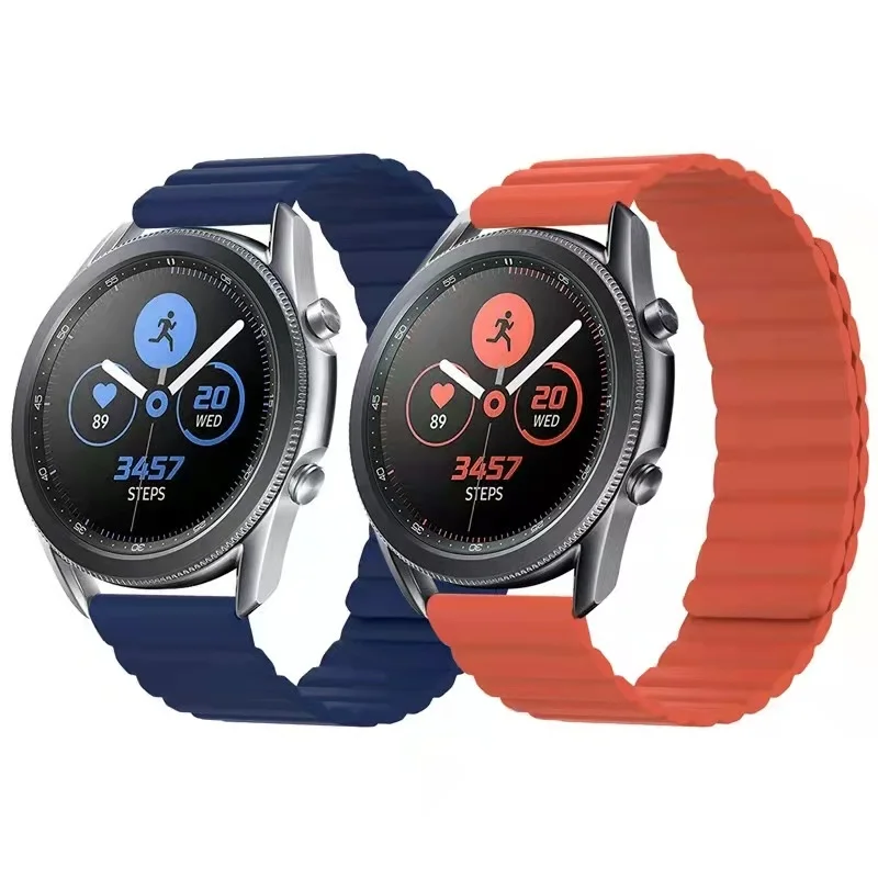 Dual Colored Silicone Magnetic Sport Watch Band  For Samsung Galaxy 20MM 22MM Smartwatch