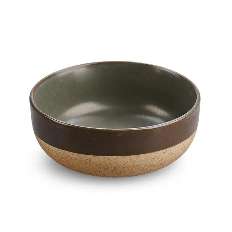 Custom OEM colorful reactive glaze retro rustic stoneware porcelain ceramic bowl