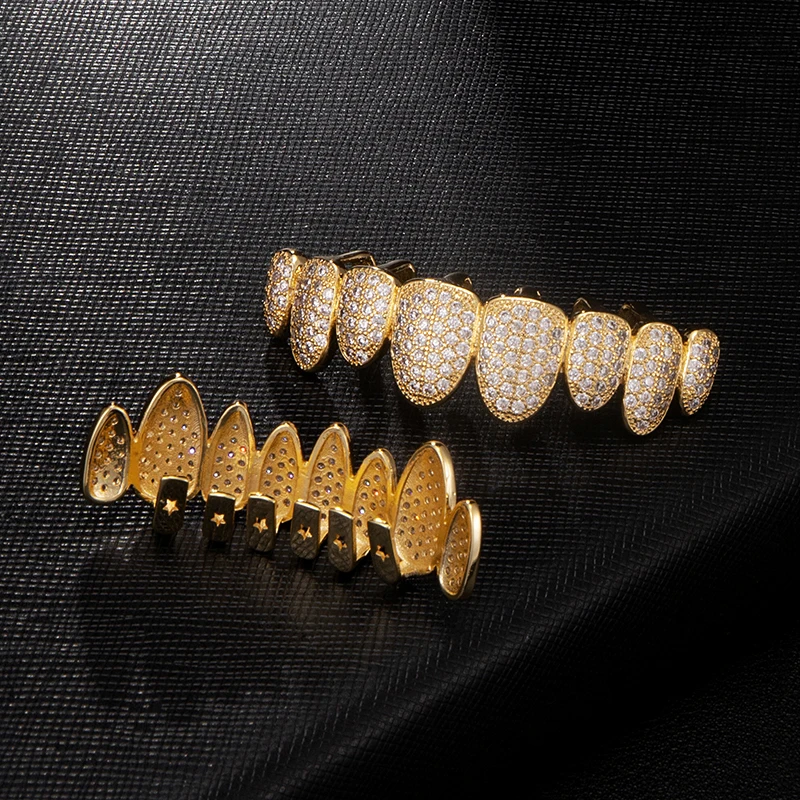 Iced Out полностью вымощенные шикарные камни из кубического циркония Grillz CZ бриллианты грили мужские Рэппер Роскошные Хип-хоп ювелирные