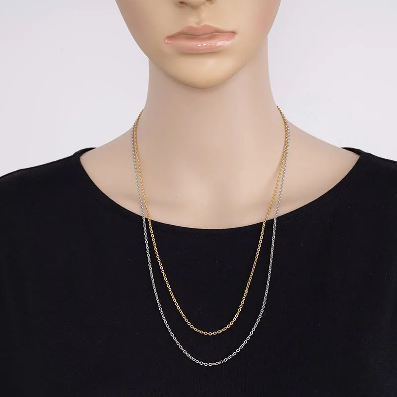 55/60cm 0.5*2mm stainless steel exquisite gold silver cheap cross chain, wholesale sales products