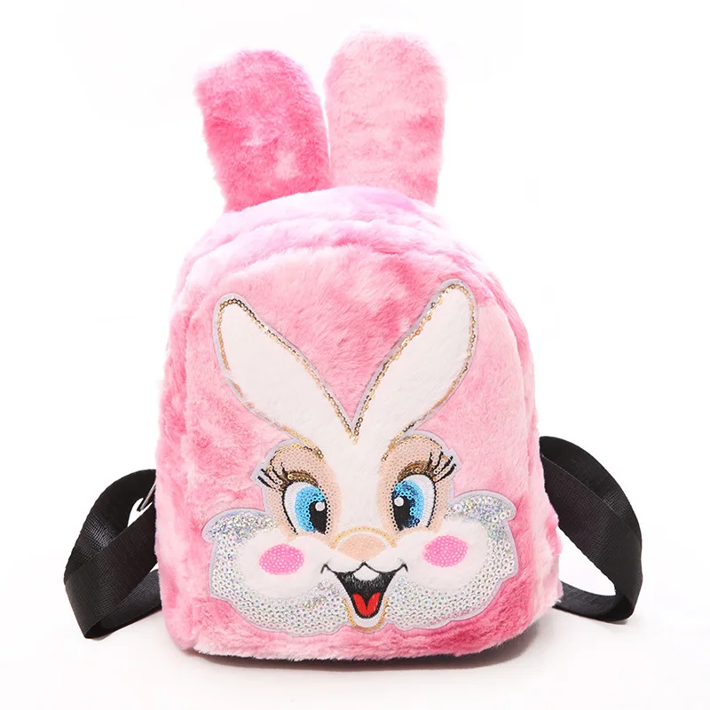 Wholesale small fresh Flake embroidery new pink  new school bags  versatile cute plush girl rabbit ears backpack school