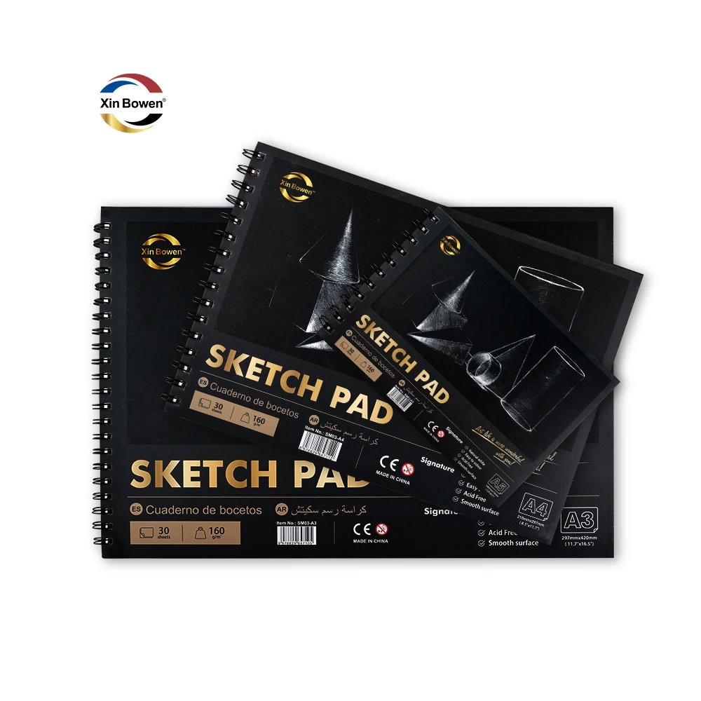 XinBowen New Design 160GSM A4 Artists Sketchbook Drawing Notebook Paper 30 Sheets Sketch Pad For Drawing Sketching