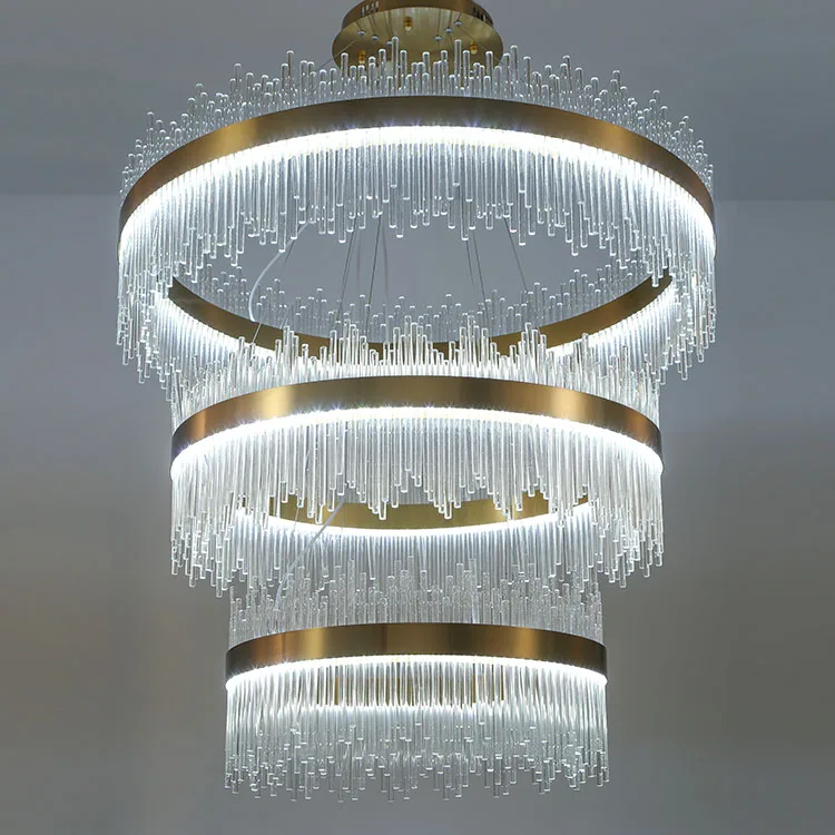 Modern luxury big decoration led ring crystal lamp hanging ceiling pendant lighting chandelier