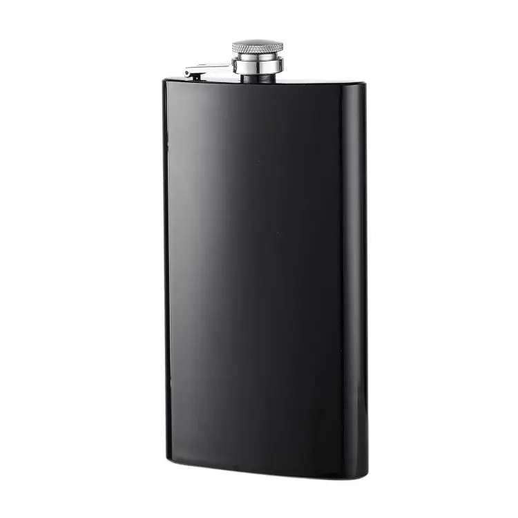 Wholesale Good Price Personalised Black Color Powder Coated Stainless Steel 10oz Hip Flask for Travel