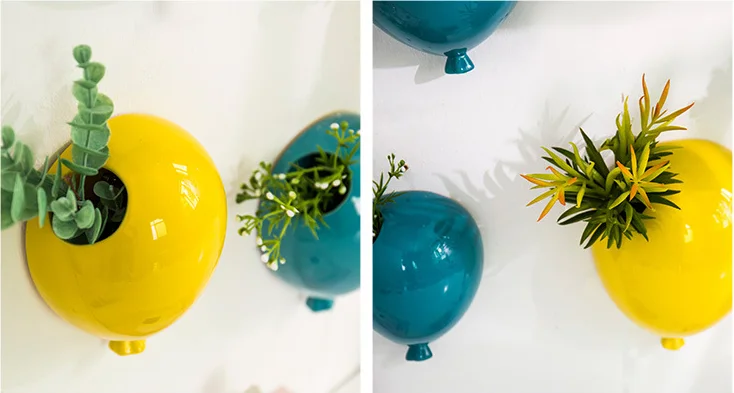 
Creative Nordic Style Balloon Shape Ceramic Green Plants Succulent Wall-mounted Flower Pots 