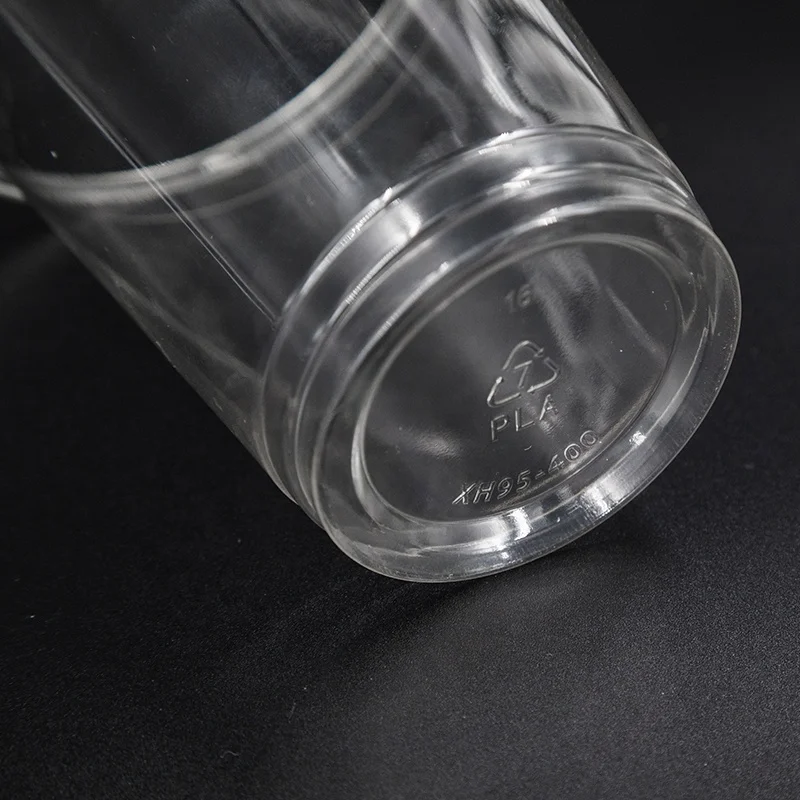 Disposable PLA Transparent cool Drinking Cups Biodegradable transparent cold drink cup  for milk tea shops