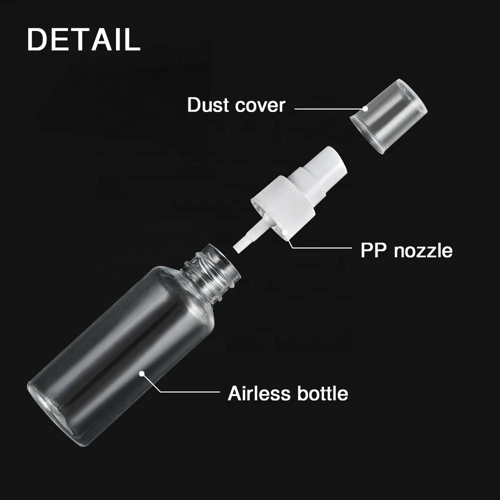 20 30 50 100 ml transparent sanitizer empty small travel pocket refillable spray alcohol bottle pet plastic bottle with nozzle