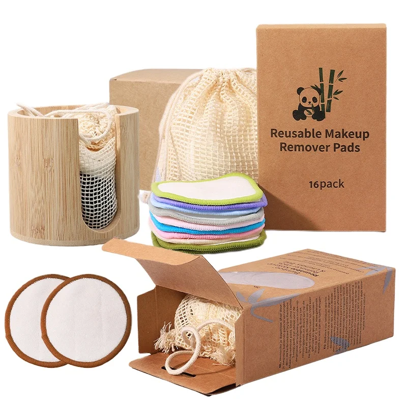 Colorful Organic  Cosmetic Round Facial Make Up Remover Reusable Cotton Pads for face