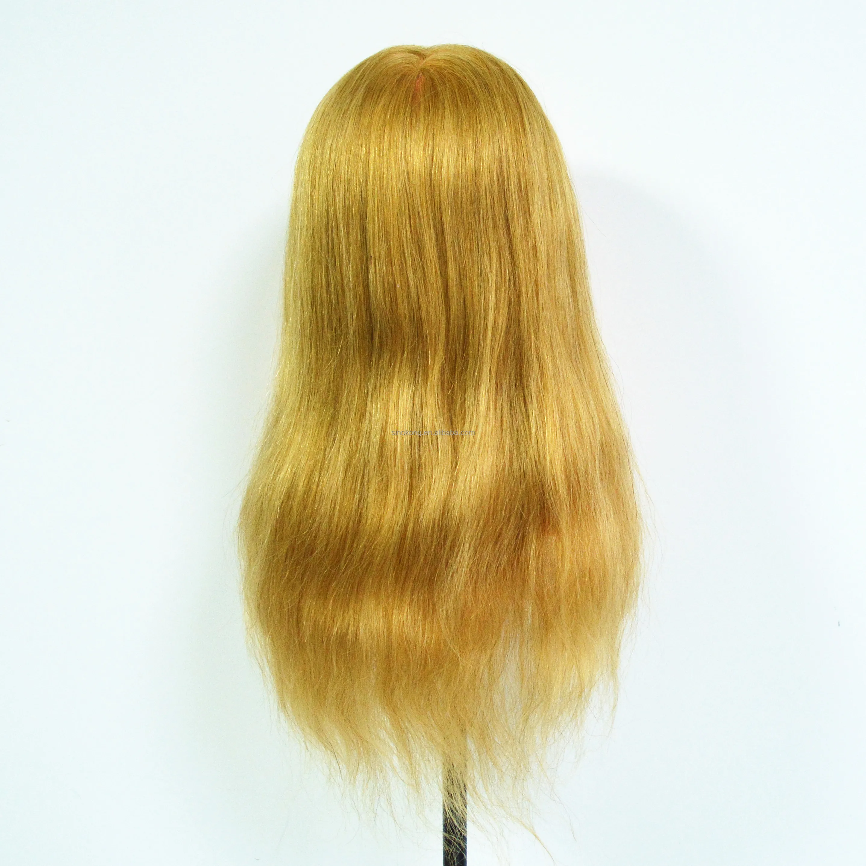 Wholesale Gold color eyelase natural hair training mannequin head with shoulder for hairdressers