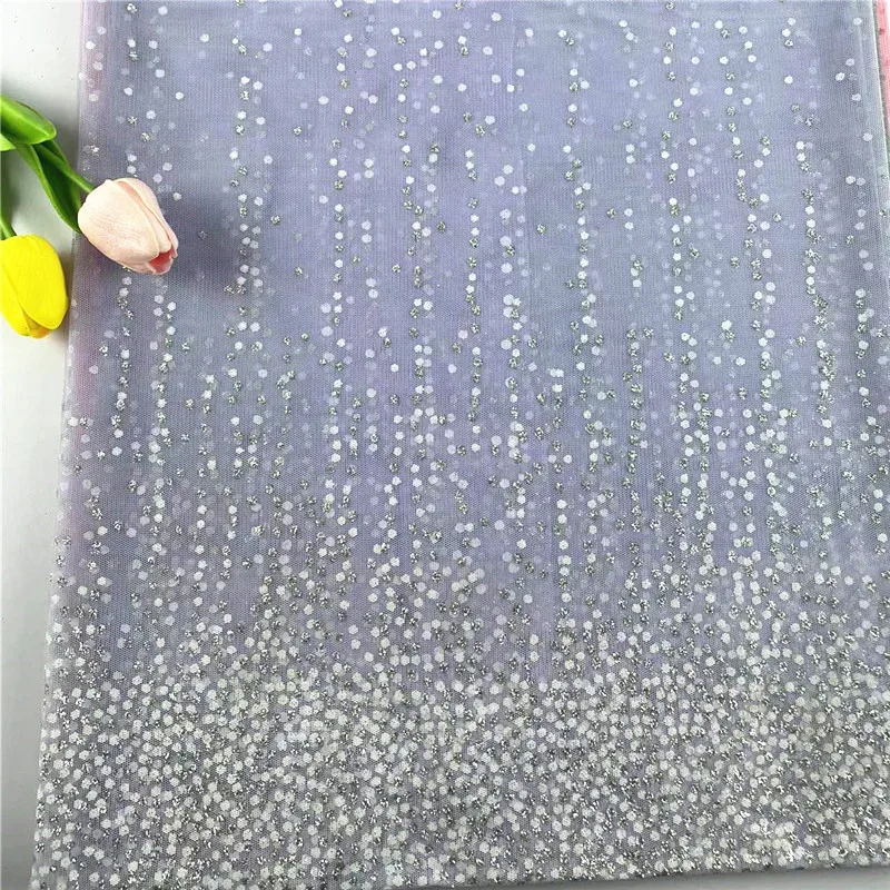 Pink And Green Shiny Mesh Glitter Metallic Fabric for Dress,Diy Wedding Apparel Sewing Tissue, Dancewear fabric Tulle Cloth