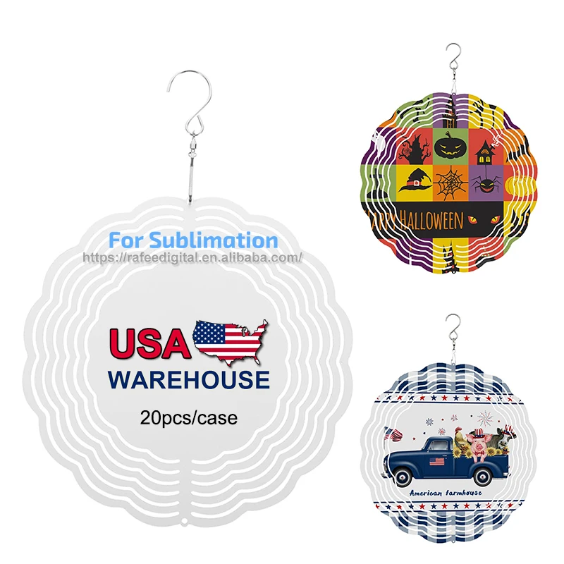 DIY Crafts 3D Aluminum Blank Sublimation Wind Spinner for Indoor Outdoor Garden Yard Window Porch Front Door Hanging Decoration