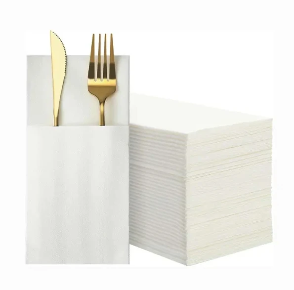 Nature French Flax Linen Napkins Restaurant Wedding Scalloped Placemat Hemstitch Edge Linen Embroidery Napkin