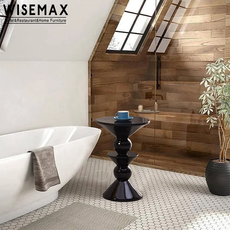 WISEMAX FURNITURE Modern Unique Design Fiberglass Round Coffee Table Living Room Sofa Side Table Small End Table