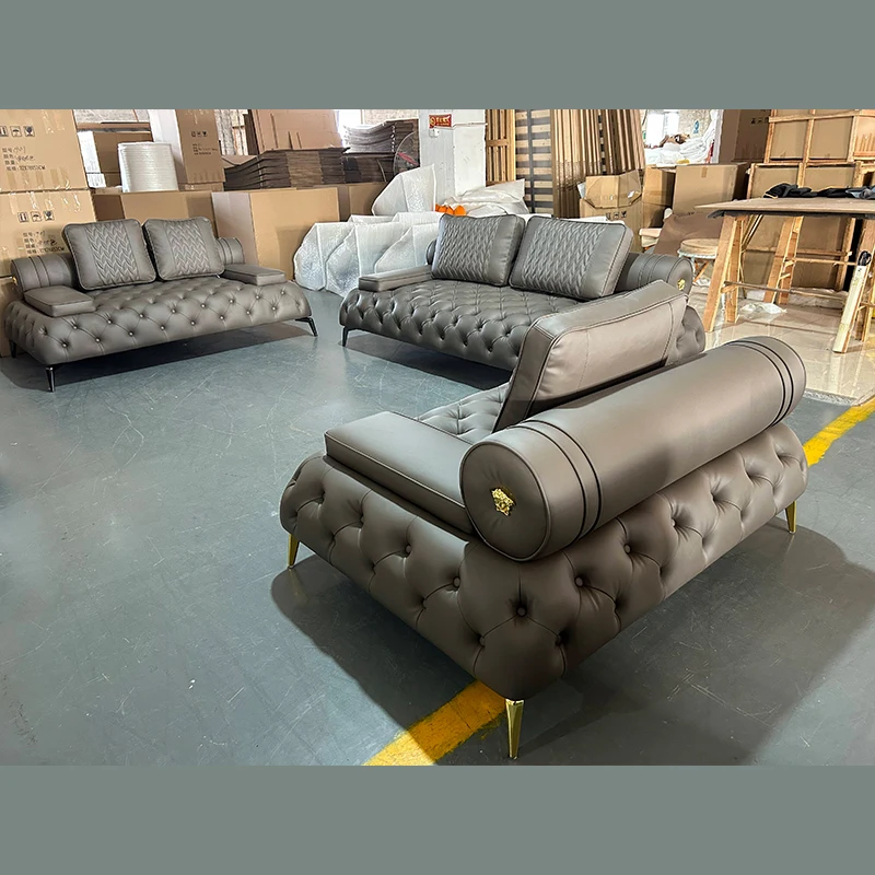 Elegant white leather sectional sofa sofa leather luxury modern furniture luxury sectional sofa for living room  factory supply