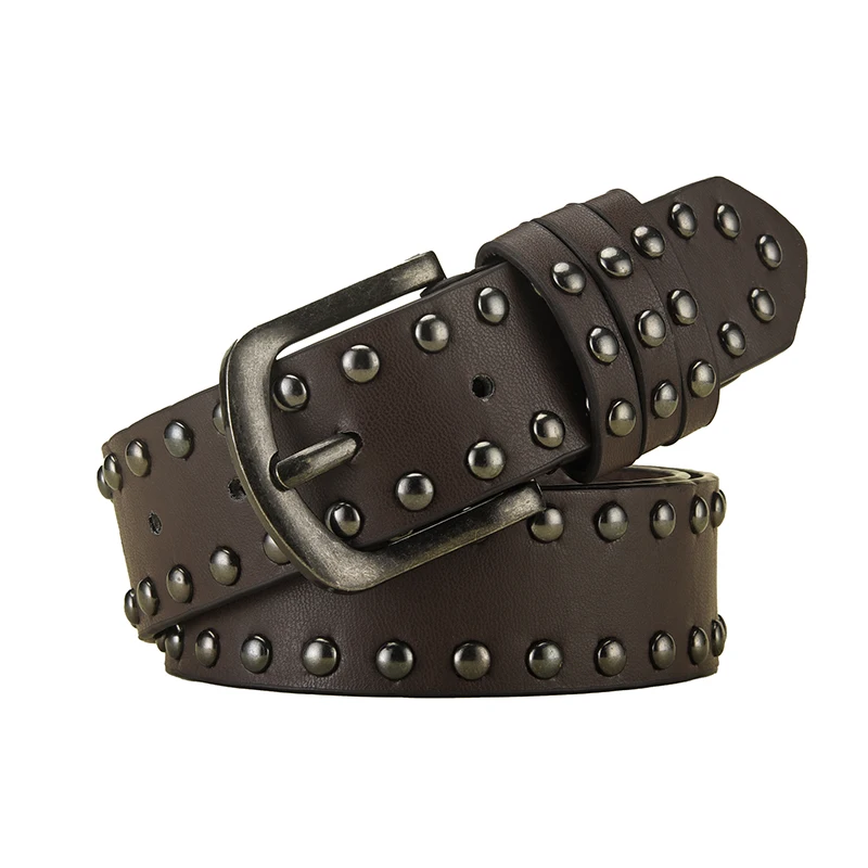 2022 New Products Attractive Style Studded Casual Pu Leather Belts Punk Rock Rivets Leather Belt With Pin Buckle