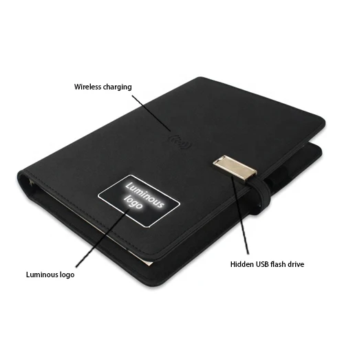  Шэньчжэнь пользовательский свет логотип 8000mah 16g usb a5 кожаный Многофункциональный блок питания с беспроводной зарядкой