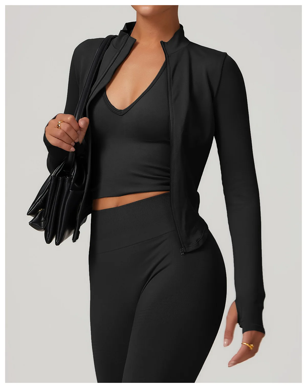 OEM ODM Women Seamless Slim Fit Yoga Set Sports Bra Tank Top Vest High Waist Leggings Biker Shorts Jacket Coat Fitness Gym Set