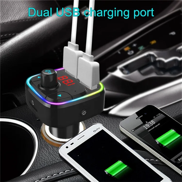 hot sale QC3.0 quick charger Siri Google voice assistant wireless handsfree kit music player BT5.0 car bluetooth fm transmitter