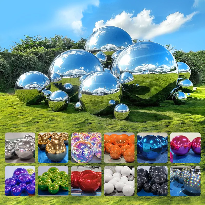 China Factory Custom large Inflatable disco big shiny ball mirror balloon black inflatable mirror ball for event decorate