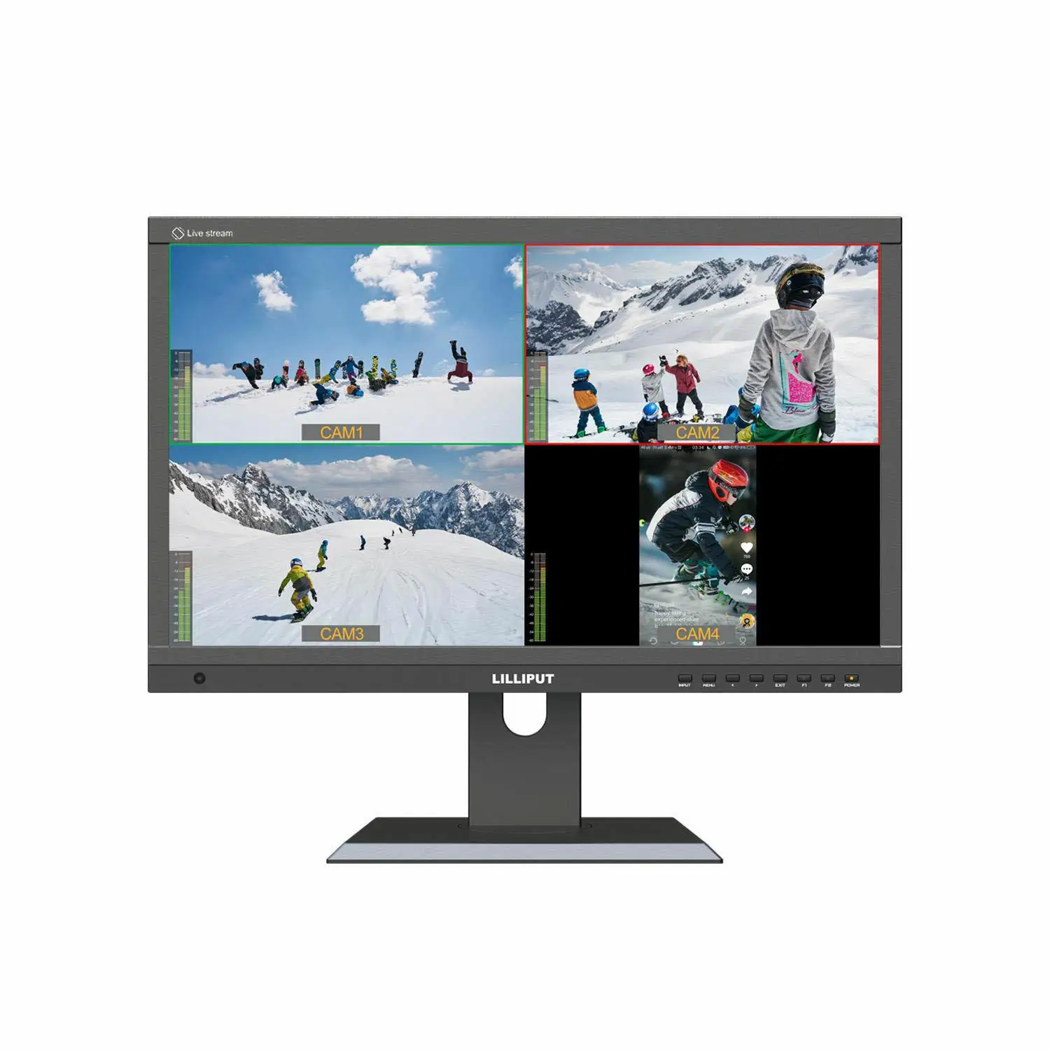 Lilliput PVM220S 21.5 inch live streaming Quad Split Multiview broadcast monitor with FHD display for professional