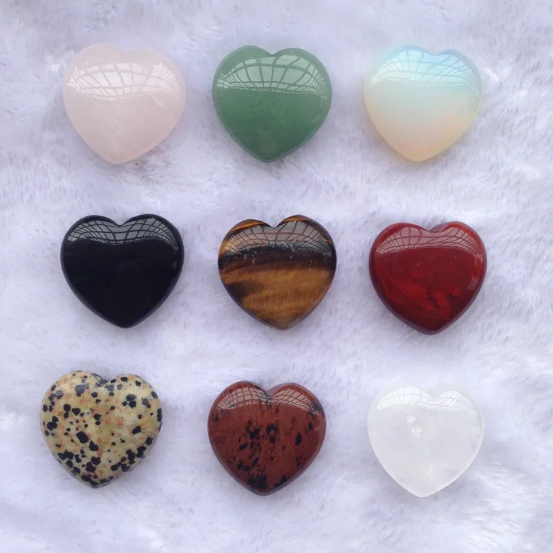 Christmas decorations heart shaped crystal healing puffy heart shaped rose quartz stone