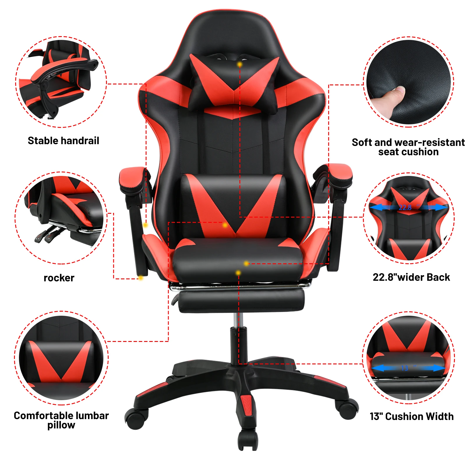Wholesale High back Office chair Ergonomic PC computer Gaming Chair with Head and Lumbar Pillows Swivel Racing Chair