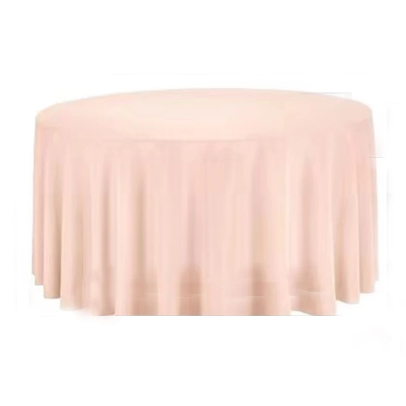 Luruxry Big Cheap 100% Polyester Round White Table Cloth Tablecloth Overly For Wedding Party Decoration