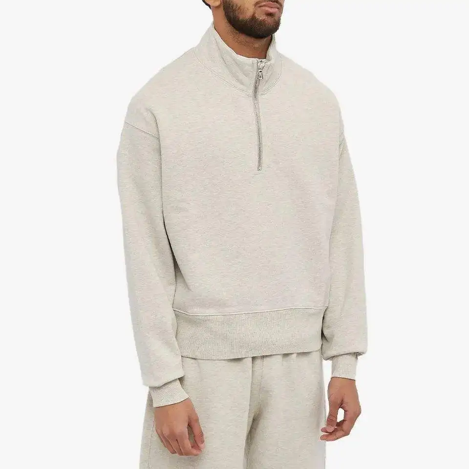 Customized quarter zip collar cotton pullover tech fleece sweatshirts half zip up oversized mock neck sweatshirt