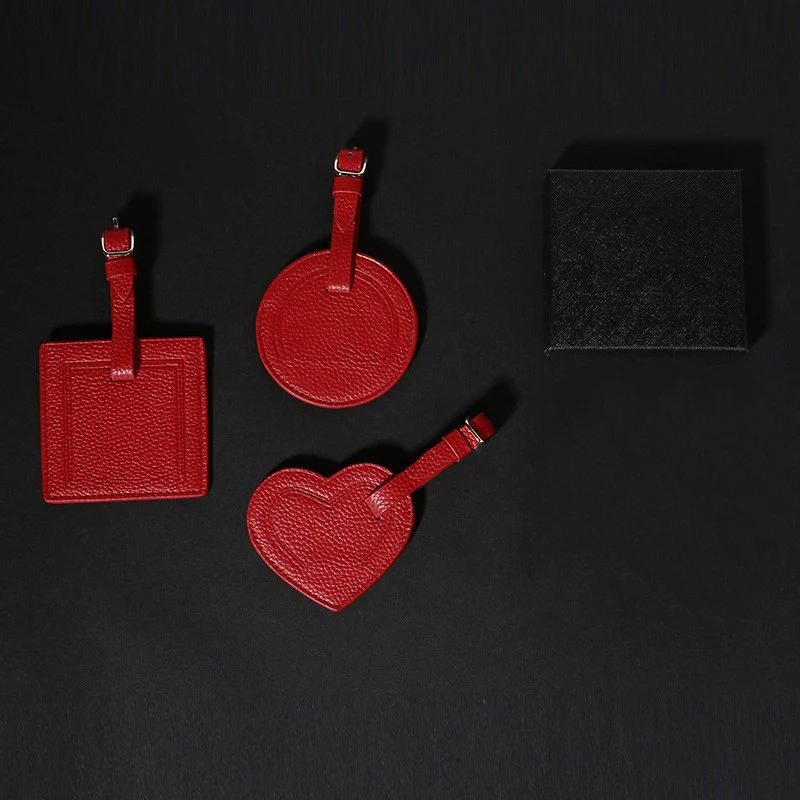 Custom Logo Genuine Leather Luggage Tag For Travel Trip Real Leather Suitcase Tags For Promotions Gifts Custom Packaging Low MOQ