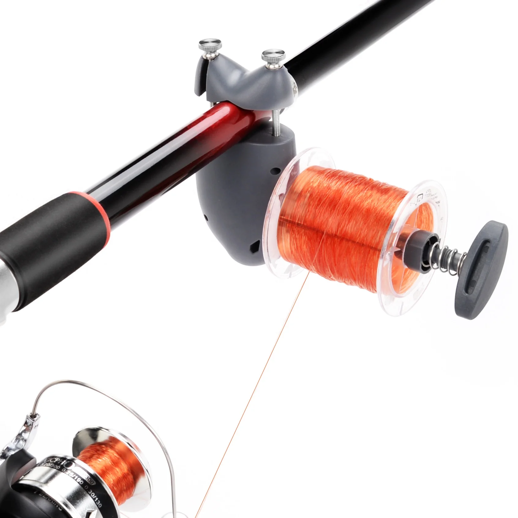 Fishing Line Spooling Tools for Spinning/Casting Reels Portable Fish Shape Adjustable Position Line Counter Fishing Line Spooler