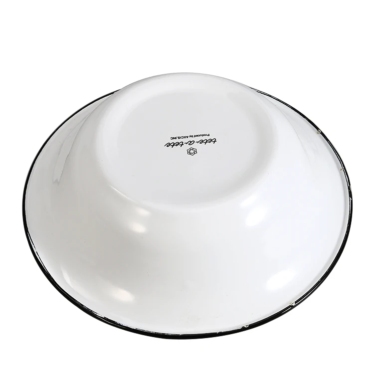 Europe Style Factory wholesales white customized logo round deep enamel pie dish