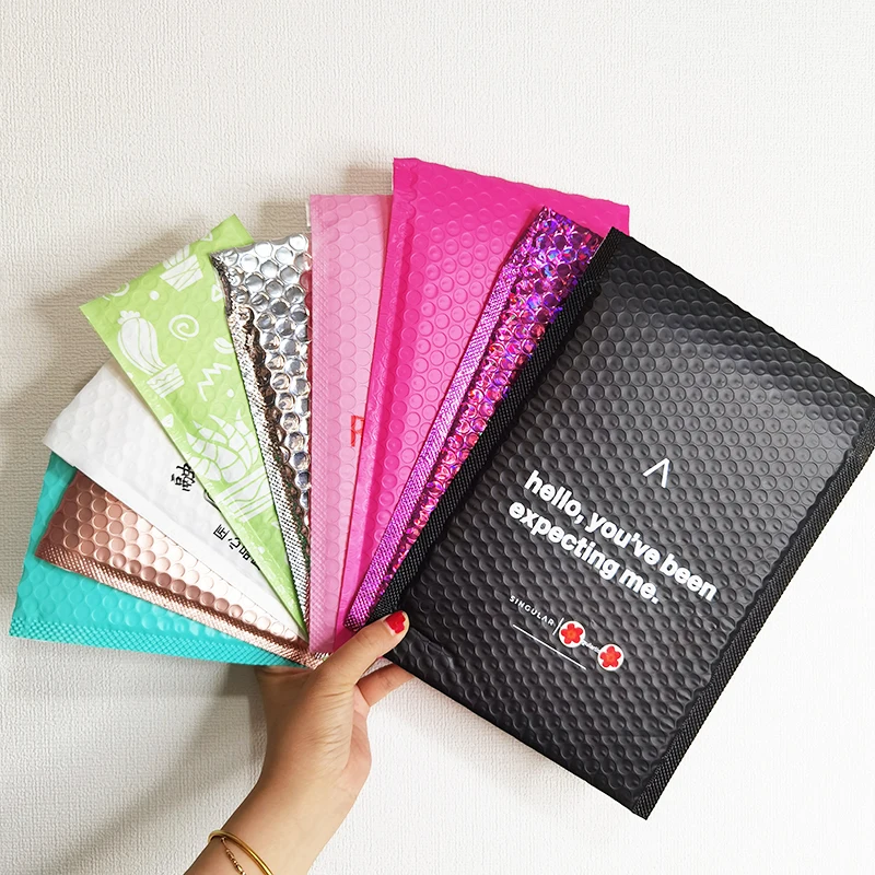 Cosmetic Packaging Custom Logo Matte Holographic Waterproof Shipping Mailing Poly Mailer Padded Envelope Bubble Mailer Bag