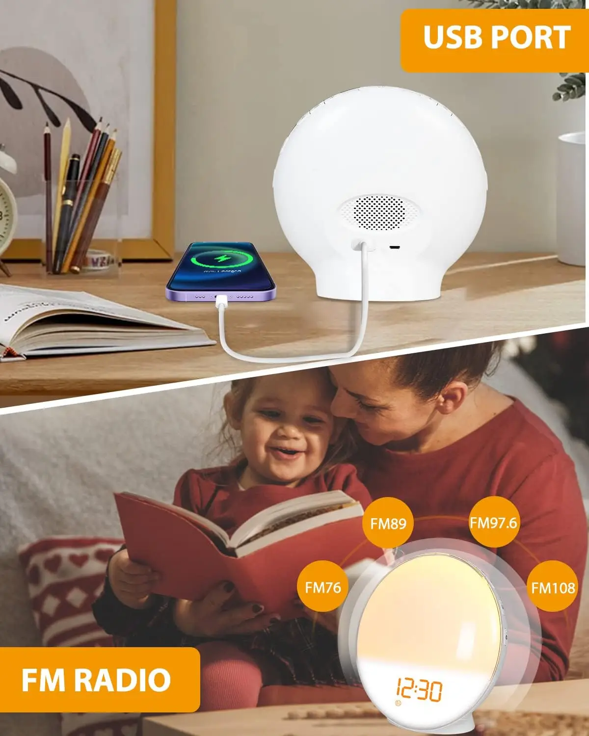 WiFi Wake Up Alarm Clock 7 Colors Sunrise Sunset Simulation APP Control led Smart home lighting night light table lamp