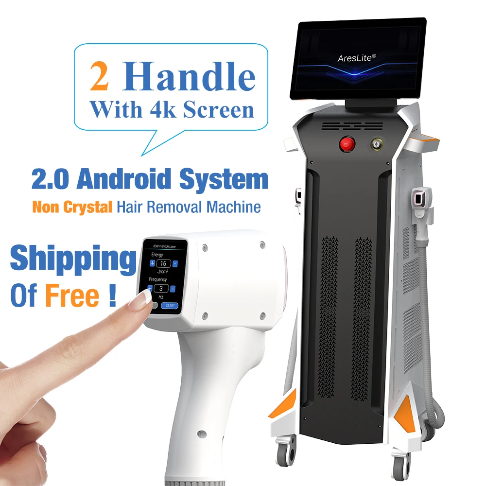 Alibaba Preferred Cloud Clinic Diode Laser 755 808 1064 New Technology Non Crystal Hair Removal Machine With 2 Handles