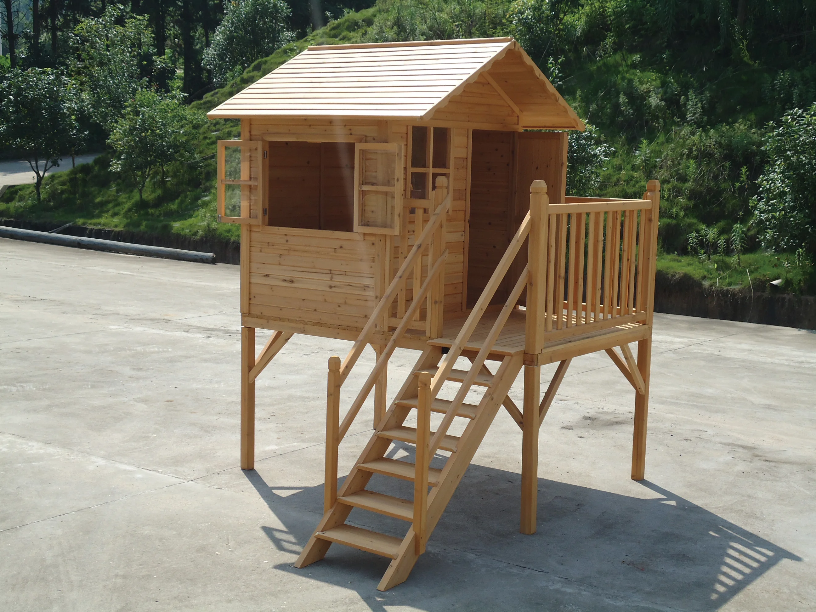 Factory Great hot sale Wooden Toys Children House Shape Sorter Activity outdoor Cubby big Playhouse with stairs