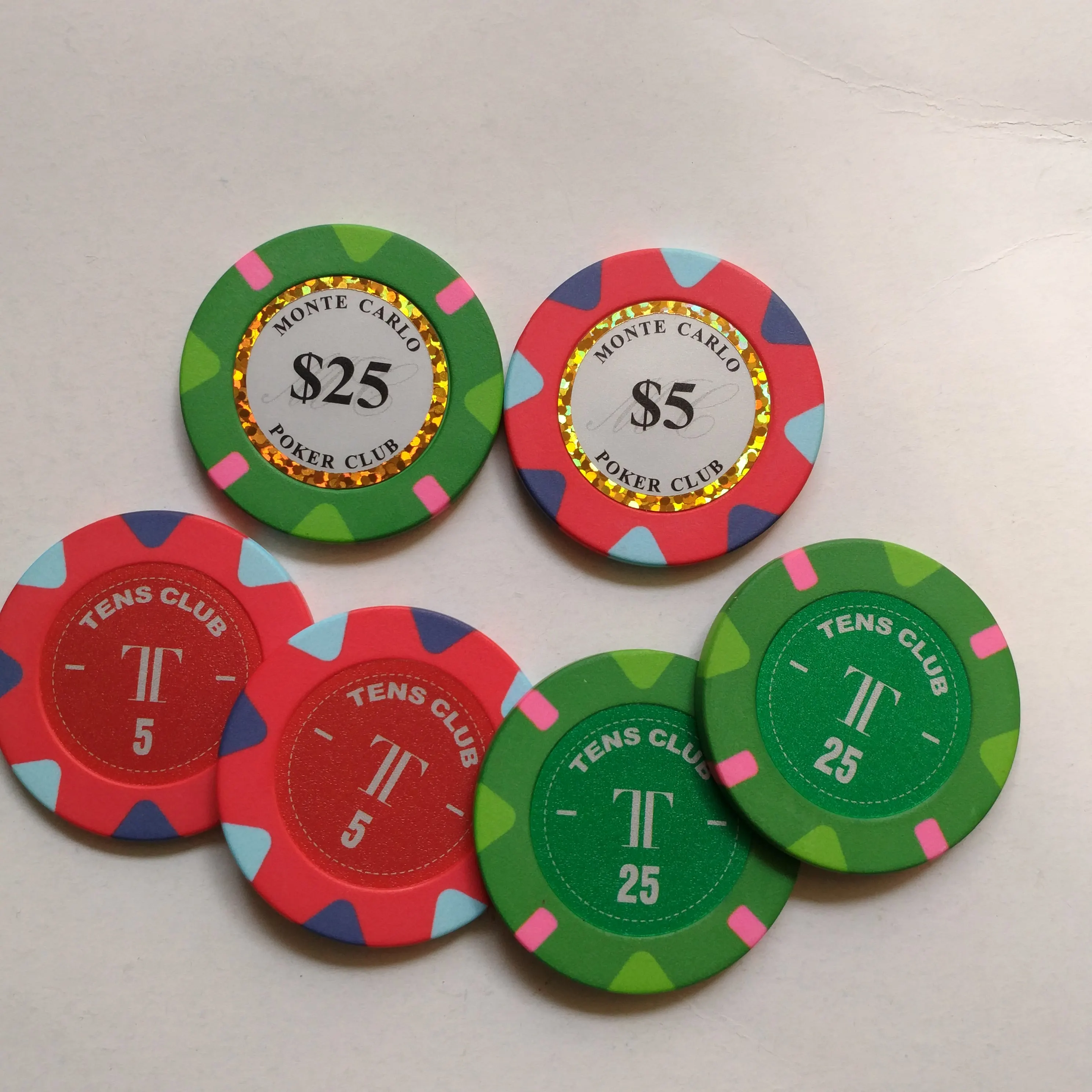 Sublimation hybrid  ceramic poker chip with 25.8MM sticker inlay