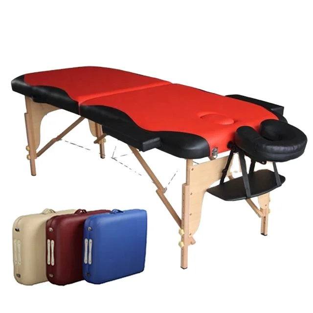 Wholesale Portable Wide Height Adjustable Bed Spa Bed Salon Wooden Table Massage Table With Dust Bag