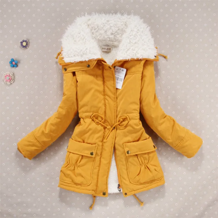 Autumn Winter Warm Jackets Fur Collar Coats Female Long Women Parka