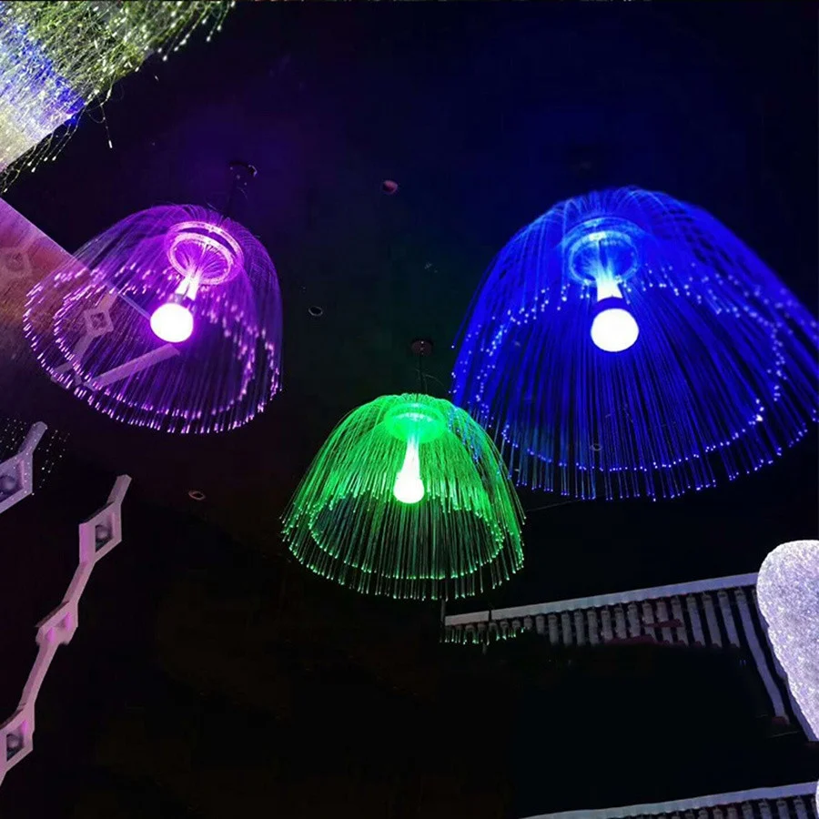 RGB colorful Jellyfish led Fiber Optic Light DIY christmas chandelier multi color landscape atmosphere garden courtyard lights